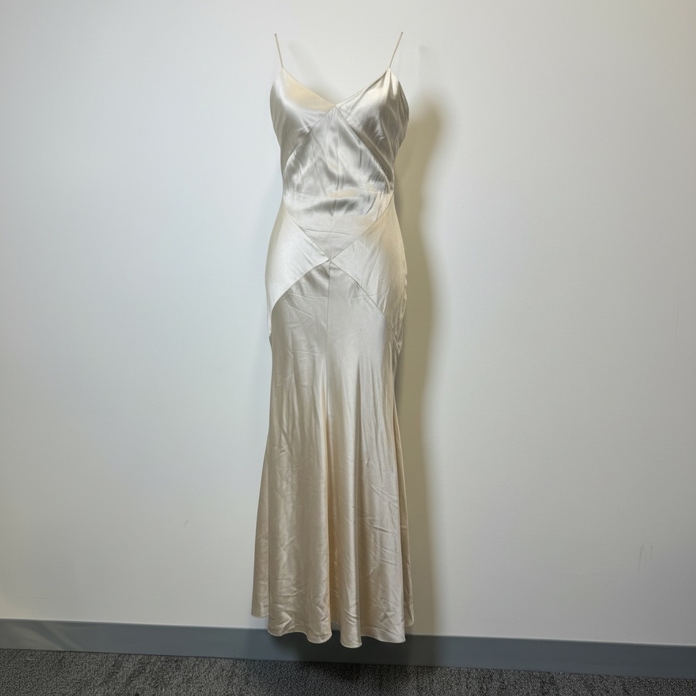 Sara Isabella Satin Slip Dress Size 8 Champagne Formal Maxi